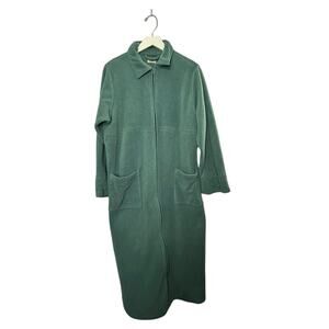 L.L. Bean Green Full Zip Front Winter Fleece Robe Women's Medium